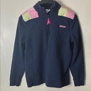 Vintage Vineyard Vines Navy Sweatshirt with Pink and Green Details​